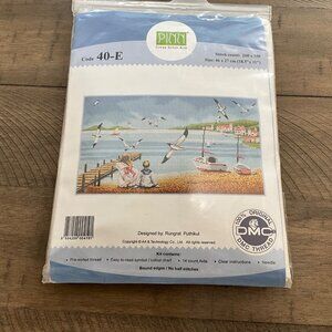 Pinn Cross Stitch Kit 40-E Lake Seascape Lake Boy Girl  Birds Rungrat Puthikul